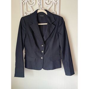 S2 Tahari Dark Blue Denim Jean Stretch Blazer Jacket Size‎ Small
